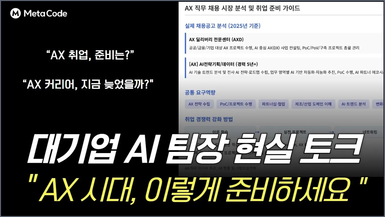 대기업 AI팀장이 말하는 AX 현실, 기업이 망하지 않으려면? - [메타코드M]