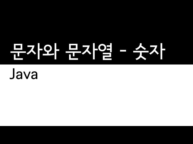 Java - 숫자와 문자열 - 숫자